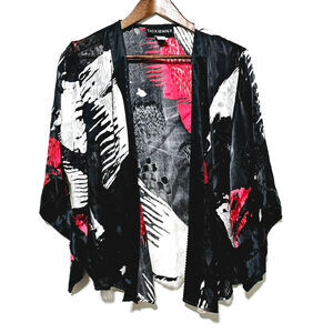Talk of the Walk Silk Blend Kimono Cardigan Artsy Abstract Pattern Size M Casual